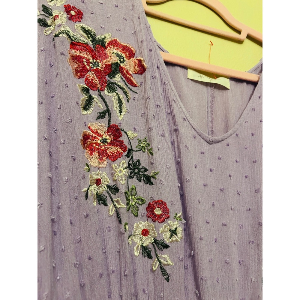 A Beautiful Soul Dress Women B Lavender Excellent Floral Embroidered Swiss Boho - Picture 6 of 12